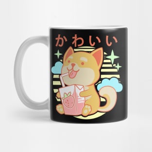 Kawaii Aesthetics Japanese Strawberry Milk Shake かわいい Dog - Orange - Strawberry Milk Mug